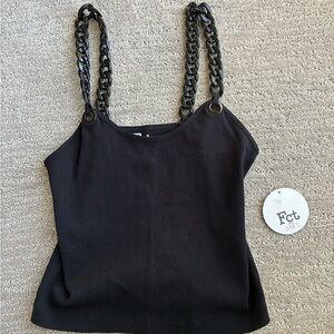Black Ribbed Stretchy Tank with Chain Straps-NEW WITH TAGS!